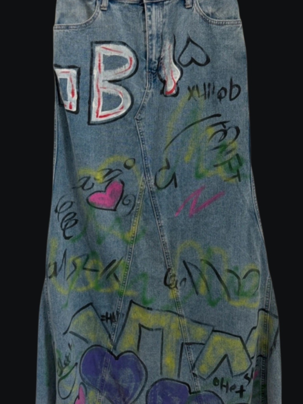 Women’s Blue Graffiti-Print Jeans
